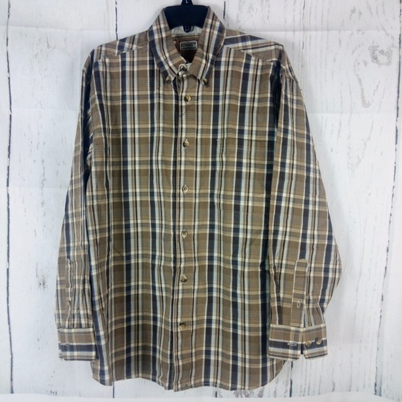 Schmidt Work Wear Button Down Brown Plaid Shirt L - Picture 1 of 6